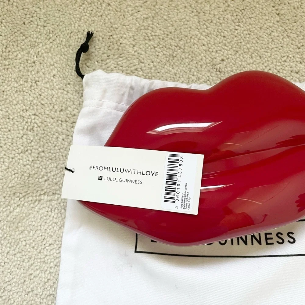Lulu Guinness red lip clutch bag